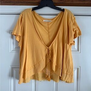 Free People Golden Tie-Front Blouse